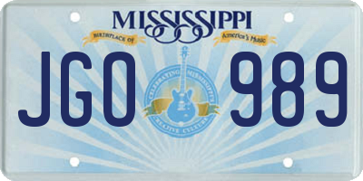 MS license plate JGO989