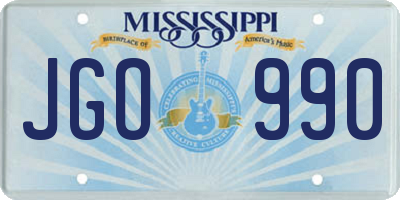 MS license plate JGO990