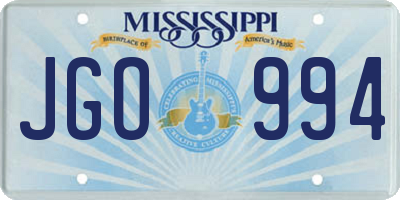 MS license plate JGO994