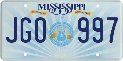 MS license plate JGO997