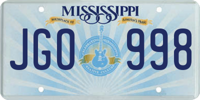 MS license plate JGO998