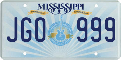 MS license plate JGO999