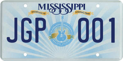 MS license plate JGP001