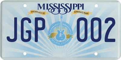 MS license plate JGP002