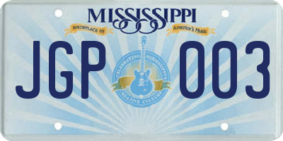 MS license plate JGP003