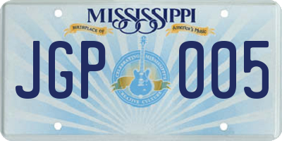 MS license plate JGP005