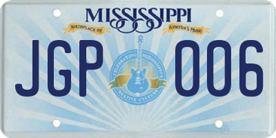 MS license plate JGP006