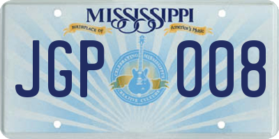 MS license plate JGP008