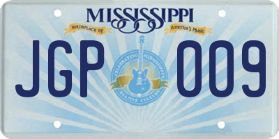 MS license plate JGP009