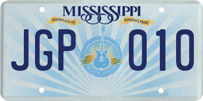 MS license plate JGP010
