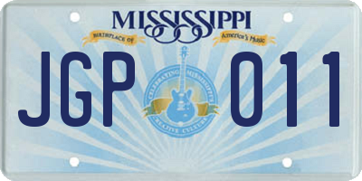 MS license plate JGP011