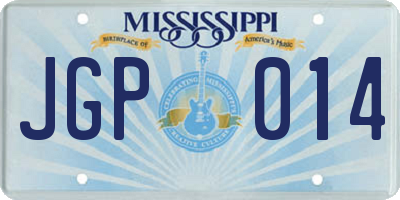 MS license plate JGP014