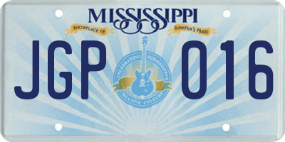 MS license plate JGP016