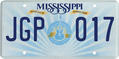 MS license plate JGP017