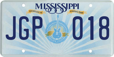 MS license plate JGP018