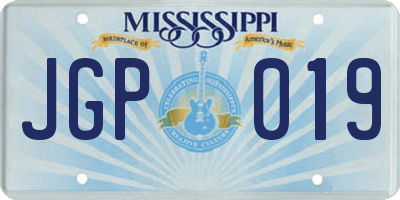 MS license plate JGP019