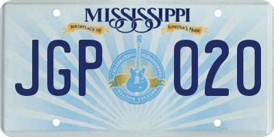 MS license plate JGP020