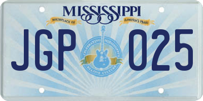 MS license plate JGP025