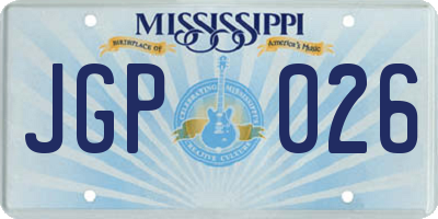 MS license plate JGP026