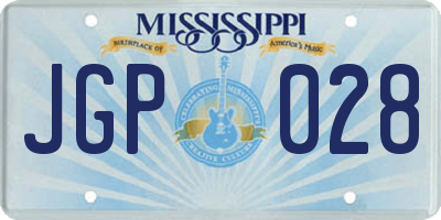 MS license plate JGP028