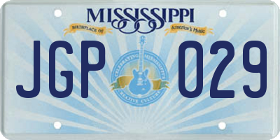 MS license plate JGP029