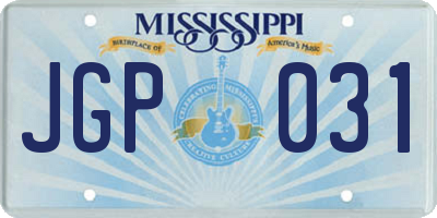 MS license plate JGP031