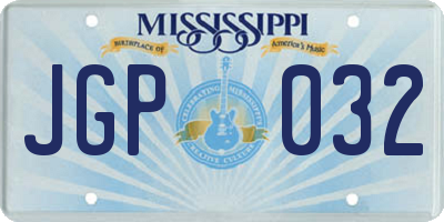 MS license plate JGP032