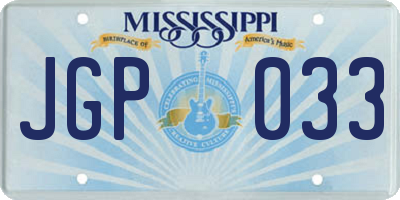 MS license plate JGP033