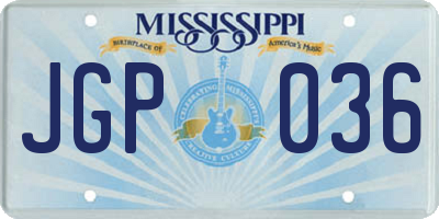 MS license plate JGP036