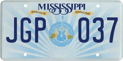 MS license plate JGP037