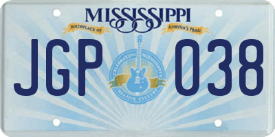 MS license plate JGP038