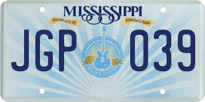 MS license plate JGP039