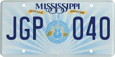 MS license plate JGP040