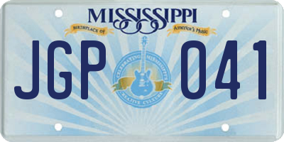 MS license plate JGP041