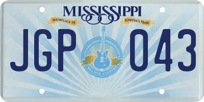 MS license plate JGP043