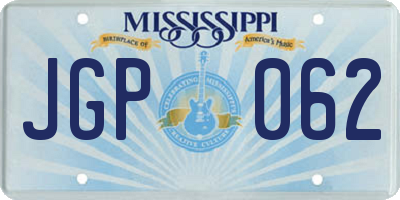 MS license plate JGP062