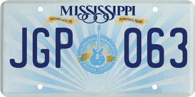 MS license plate JGP063