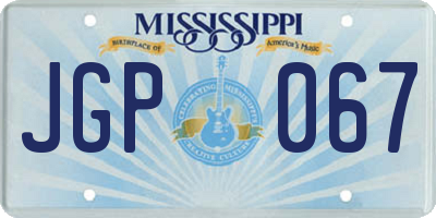 MS license plate JGP067