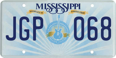 MS license plate JGP068