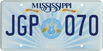 MS license plate JGP070