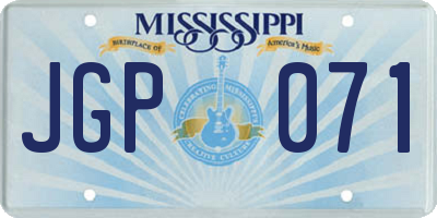 MS license plate JGP071