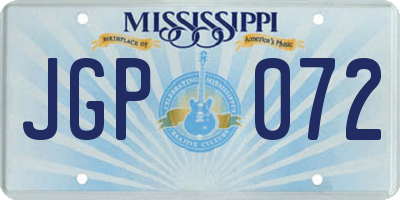 MS license plate JGP072