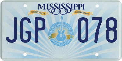 MS license plate JGP078