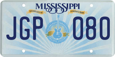 MS license plate JGP080