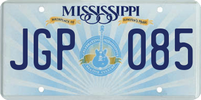 MS license plate JGP085