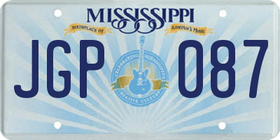 MS license plate JGP087
