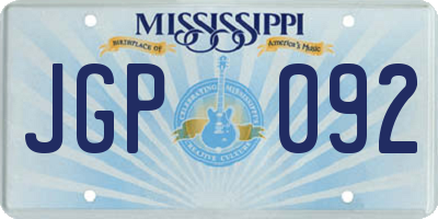MS license plate JGP092