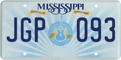 MS license plate JGP093