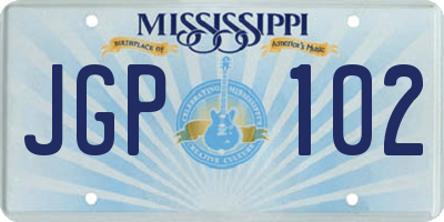 MS license plate JGP102