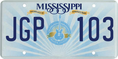 MS license plate JGP103